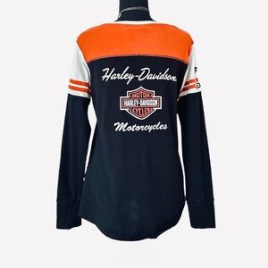#57 HARLEY-DAVIDSON ~ Long Sleeve Monogrammed Shirt in Black and Orange size M